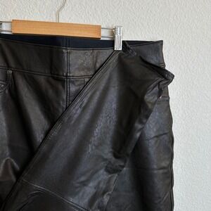 Spanx Luxe Black Leather Like Ankle Skinny Pants Legging 20475R Plus Size 1X New